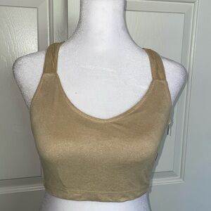 Nude Crop top with open back and side zipper
